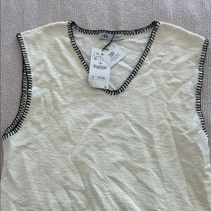 Zara Cream Sleeveless Top with Black Trim
